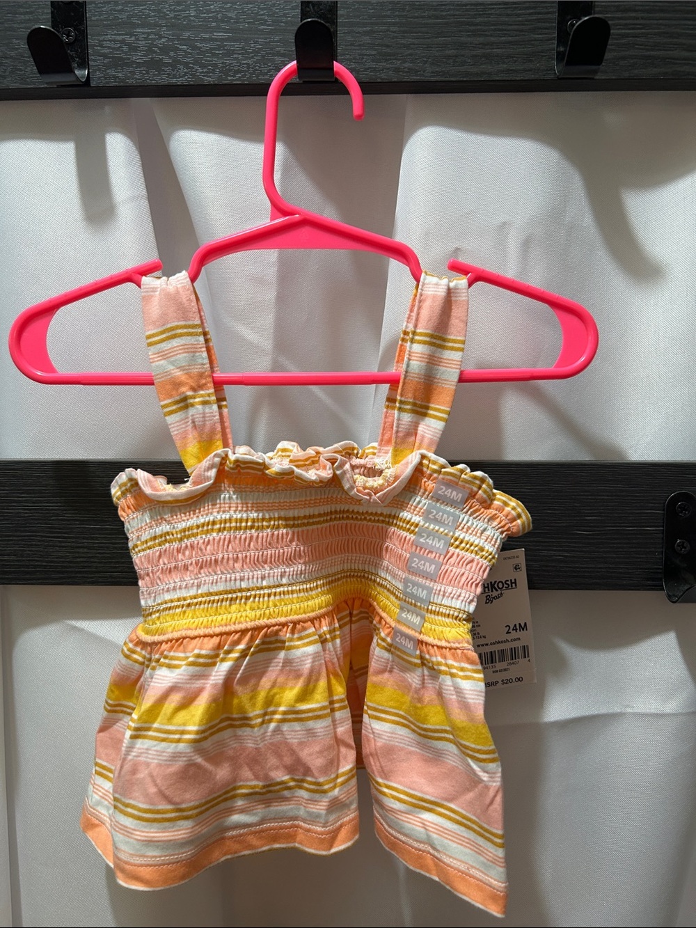 NWT OshKosh Striped Pink & Yellow Baby Tank Top